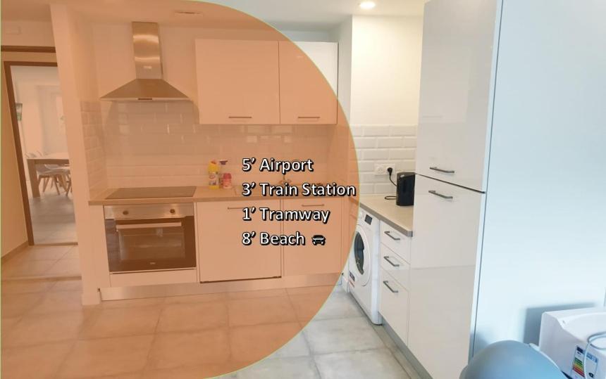 Big Flat Sea Vieuw 95 M2 5 Rooms Near Airport 5 Min Train 3 Min And Tram On Site, Beach 7 Min, 2 Showers And 2 Toilets , Neuf Grand Appartement 95 M2 5 Chambres Proche Aeroport 5 Min Train 3 Min Et Tramway Sur Place, Plage 7 Min 2 Douches Et 2 Wc Vue Nice Bagian luar foto